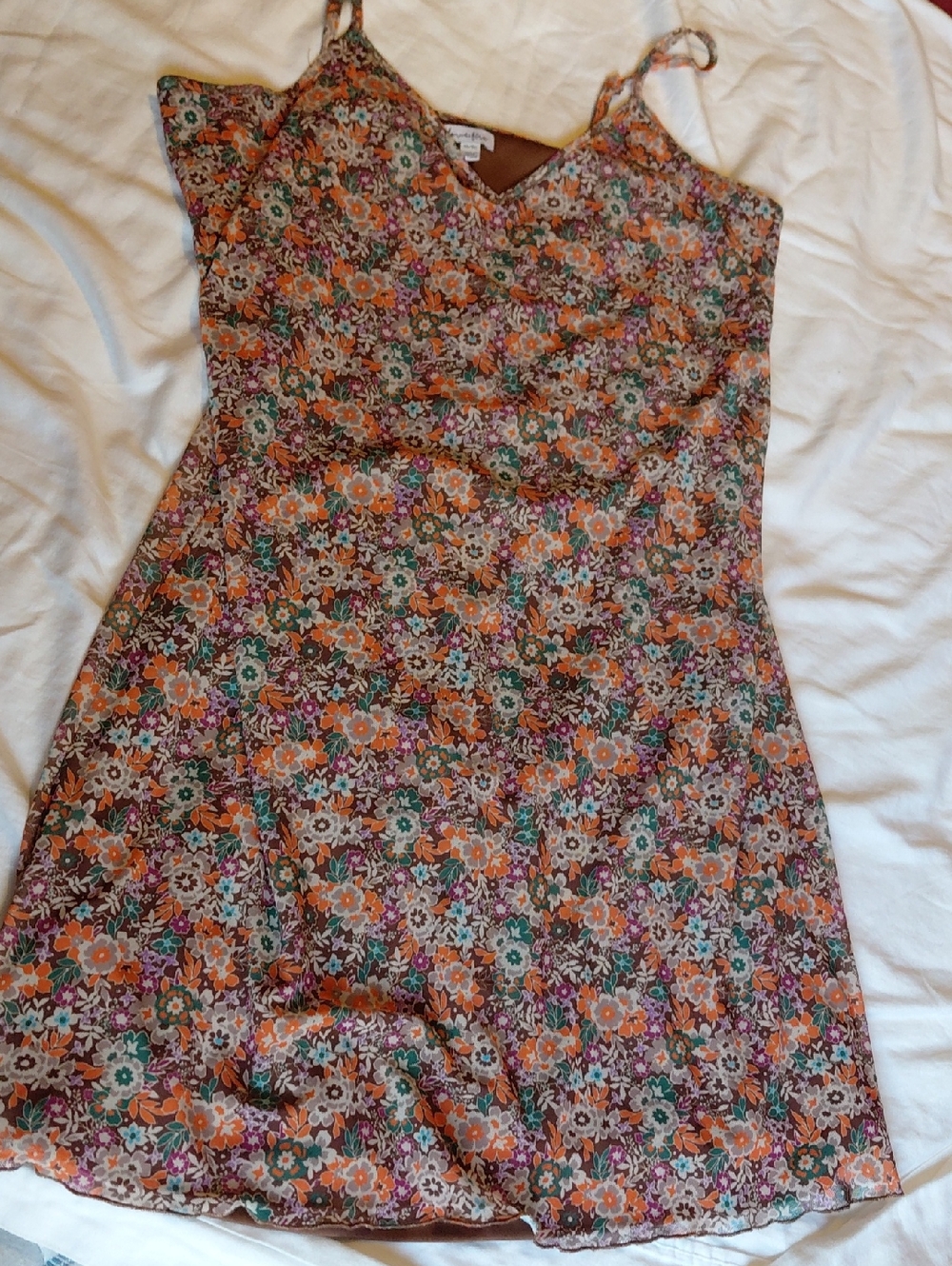 love, Fire Mustard Yellow & Blue Floral Maxi Slip Skirt